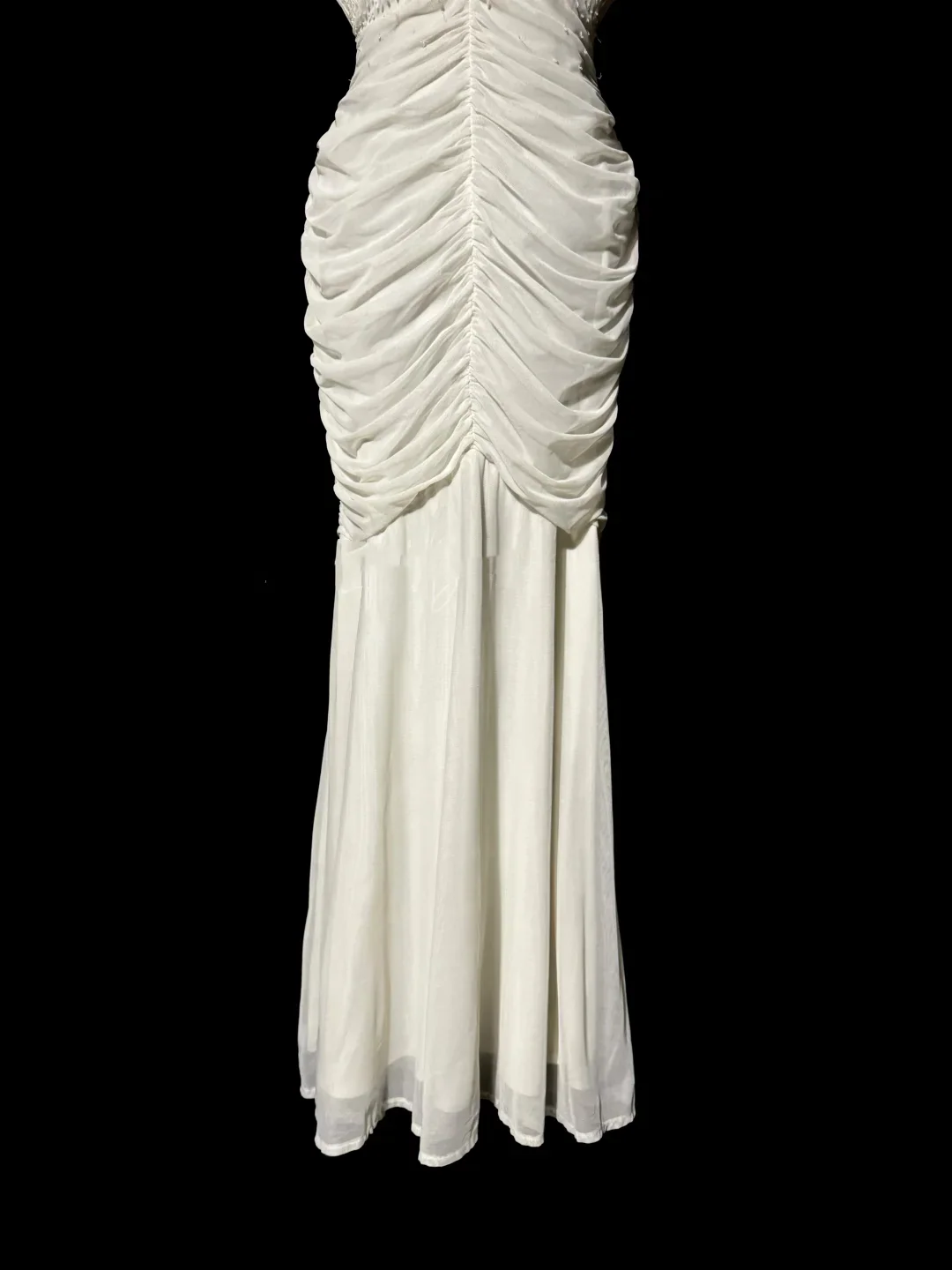 Classy Mermaid V Neckline Chiffon White Beads Long Evening Dress Prom Dresses H2965 - Deanwangkt
