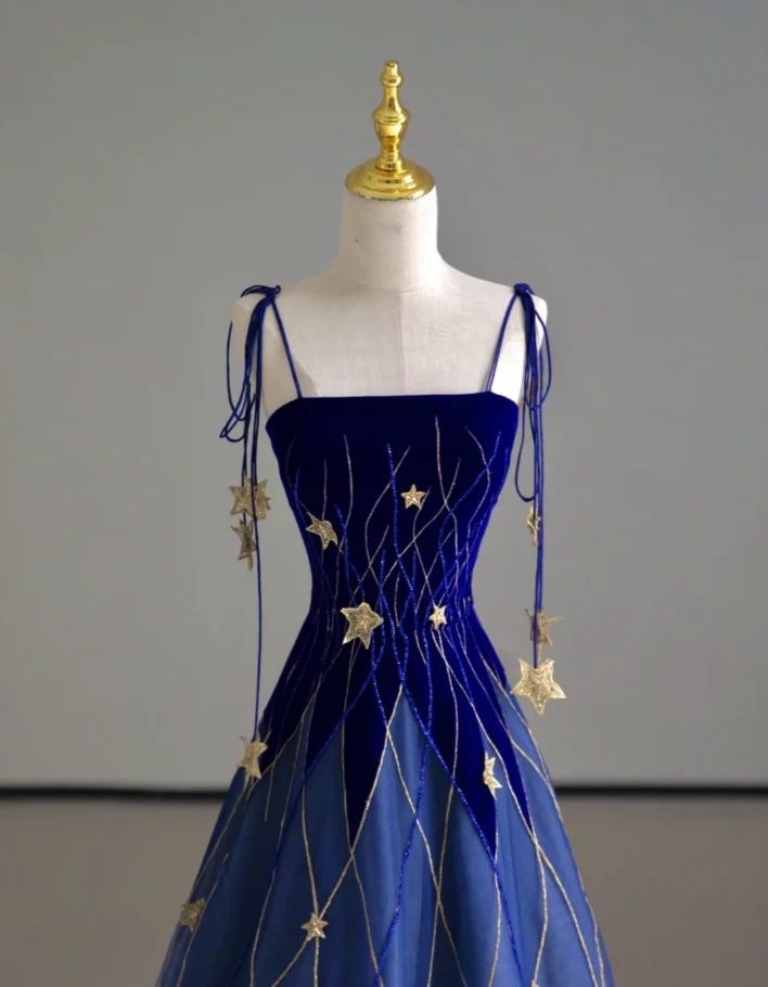 Classy Ball Gown Straps Blue Tulle Prom Dresses Birthday Dresses Dance Party Dress Graduation Prom Dresses DP506 - Deanwangkt