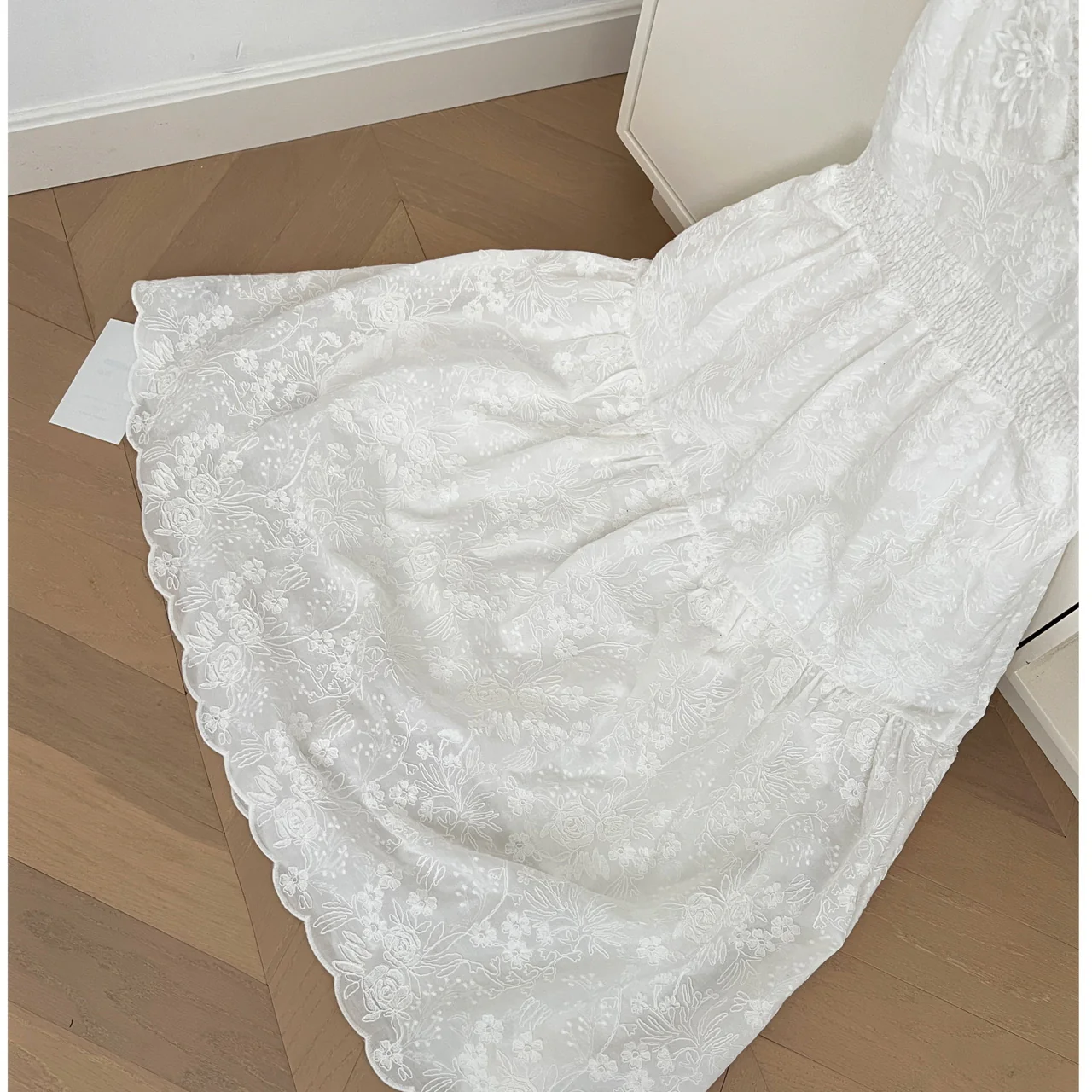 Sexy A Line Spaghetti Straps Floral White Lace Summer Dress Holiday Party Outfits For Women DP0105 - Deanwangkt