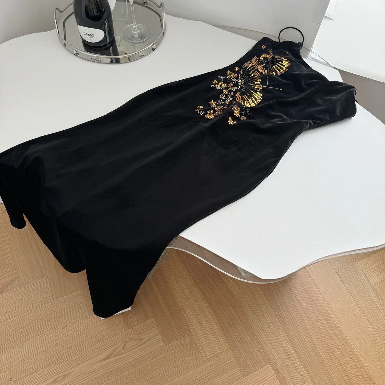 Sexy Mermaid Spaghetti Straps Black Velvet Long Summer Dress For Women DP0027 - Deanwangkt