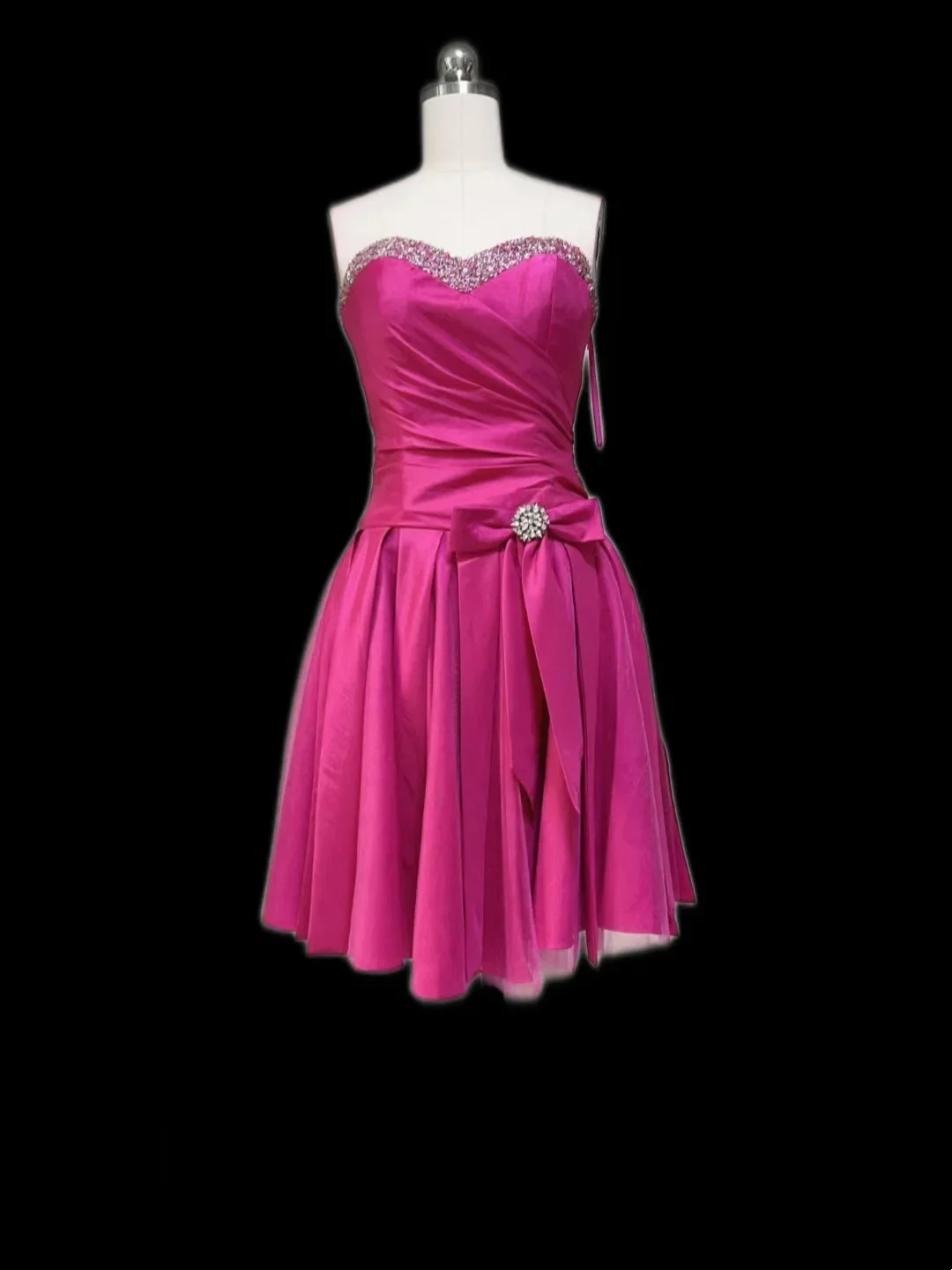 Cute A Line Sweetheart Hot Pink Satin Short Mini Formal 8th Grade Homecoming Dresses Middle School Cocktail Dress Hoco Outfits DH2561 - Deanwangkt
