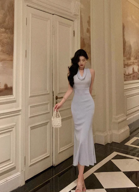 Vintage Mermaid Light Blue Chiffon 18th Birthday Dress Party Gown Birthday Outfits For Women DP0197 - Deanwangkt