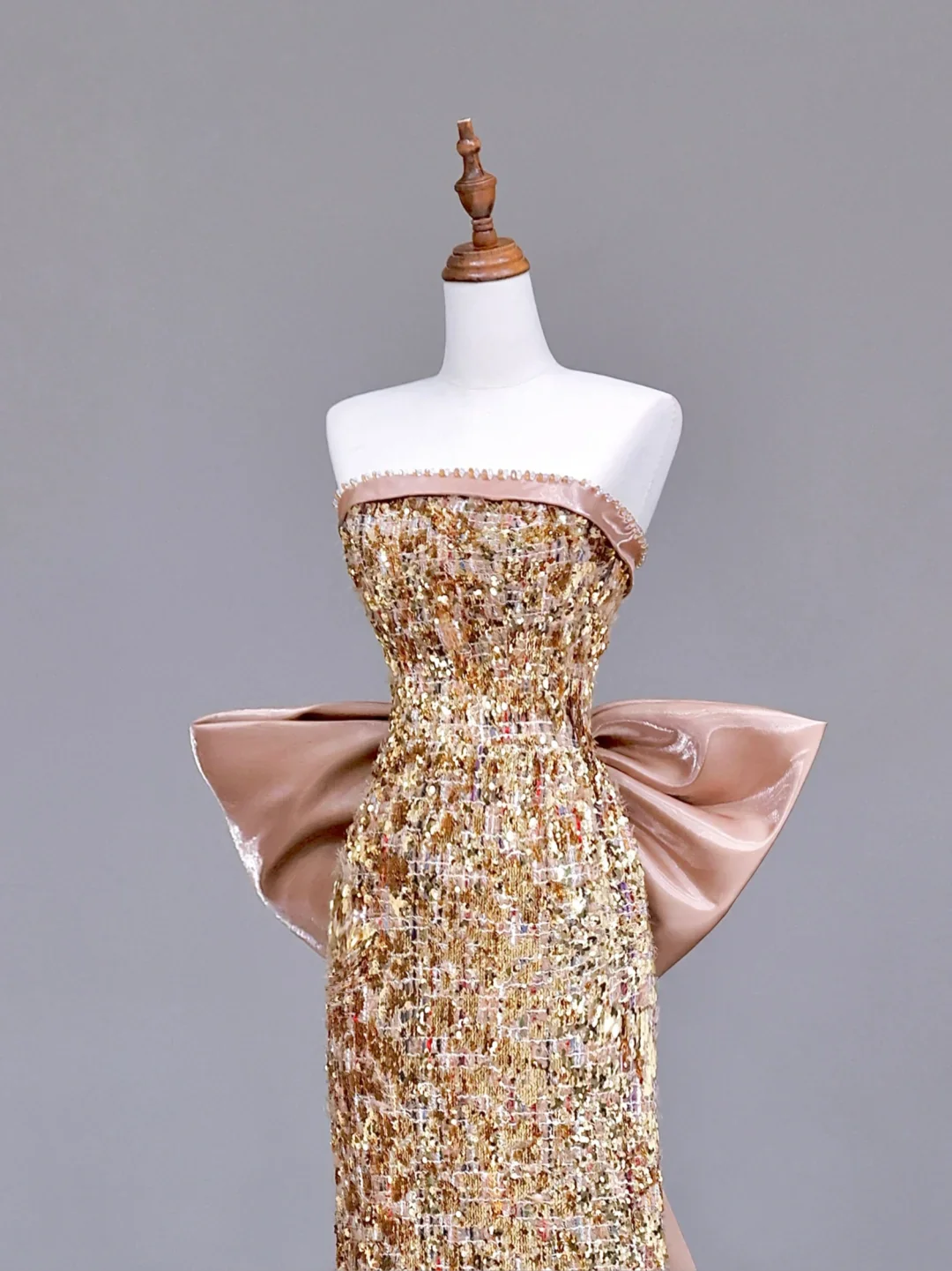 Gorgeous Sheath Strapless Sequin Gold Long Prom Dress Party Dress Graduation Dresses DP712 - Deanwangkt