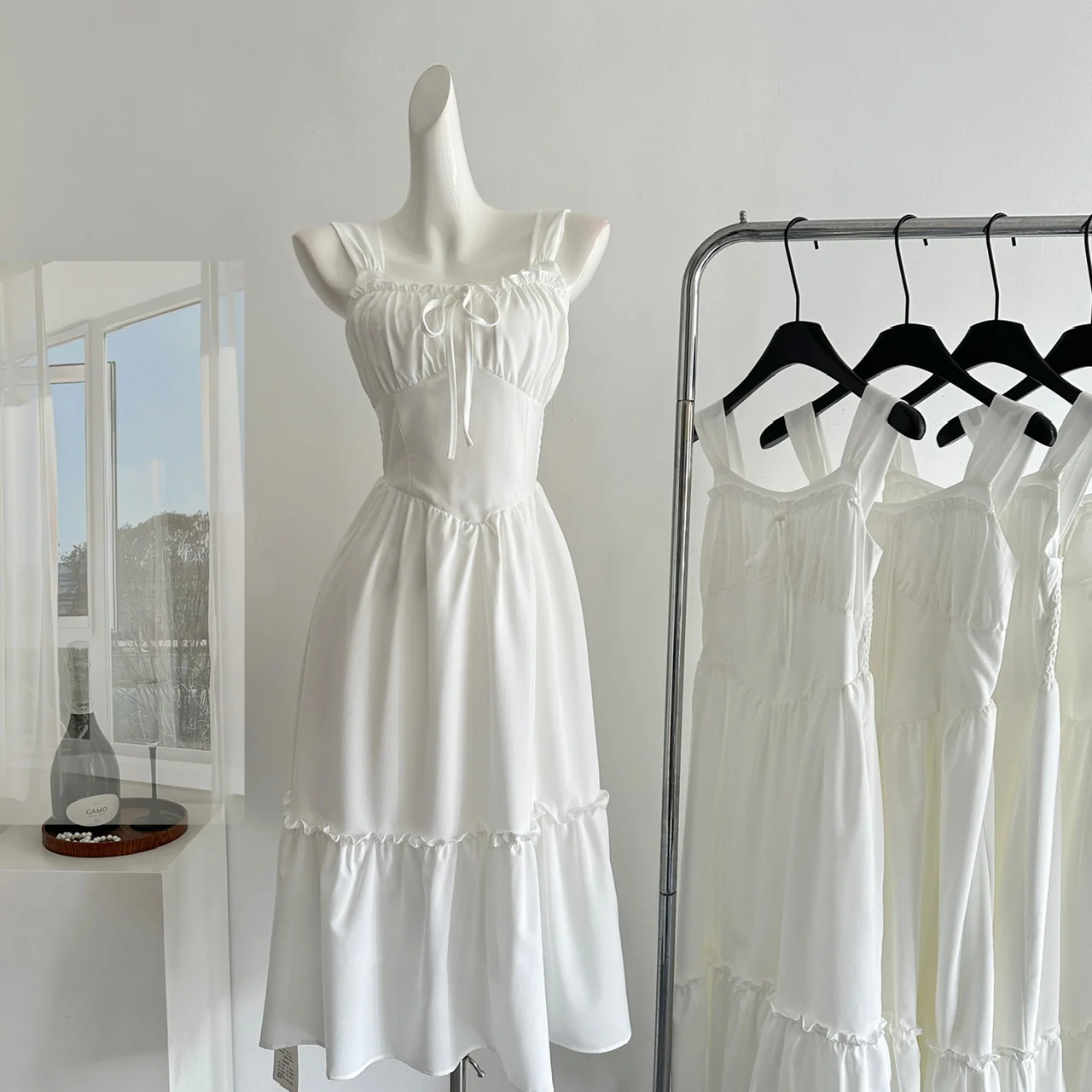 Sexy A Line Straps White Summer Dress Holiday Party Outfits For Women DP0115 - Deanwangkt