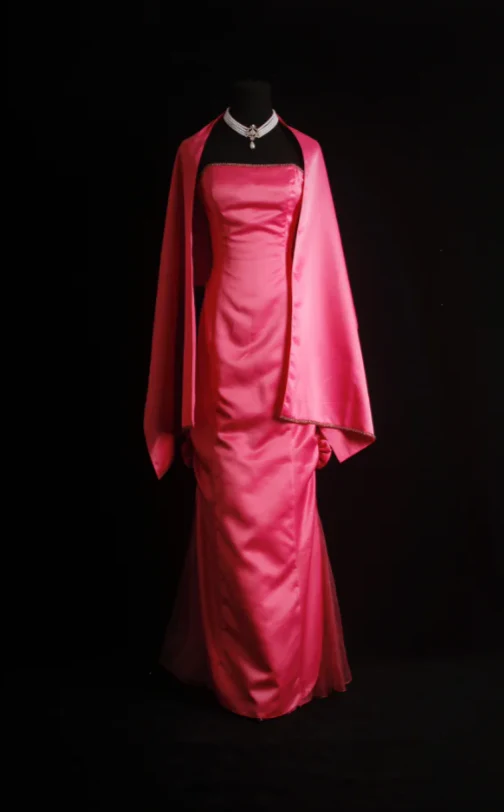 Elegant Strapless Sheath Mother of the Bride Satin Hot Pink Wedding Guest Dresses DP3366 - Deanwangkt