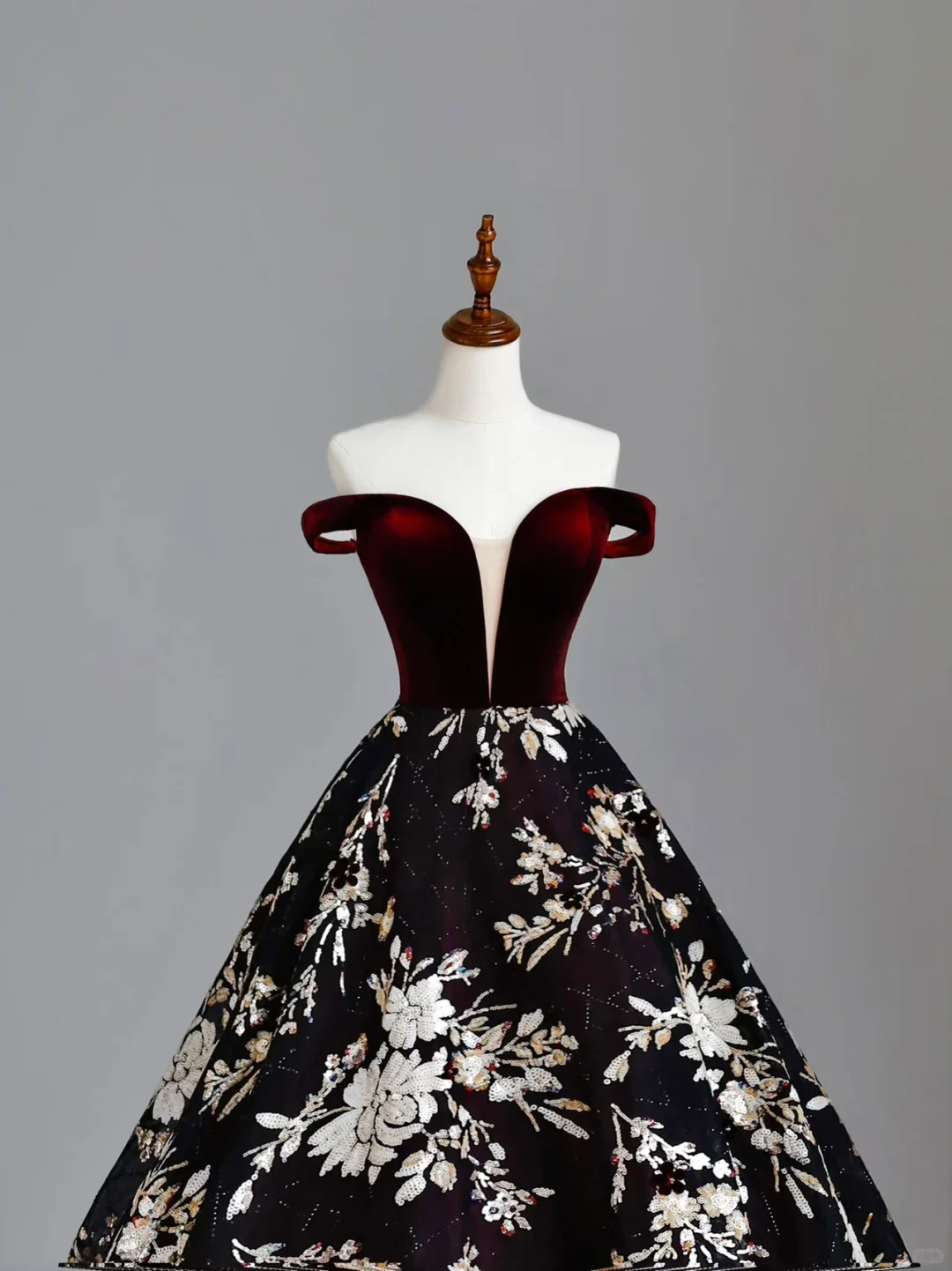 Elegant Glamour Ball Gown Off The Shoulder Burgundy Satin Prom Dress Party Dress Long Evening Dresses DP1535 - Deanwangkt