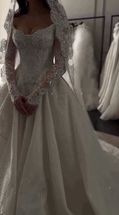 Ethereal Wedding Dress Ball Gown Off The Shoulder Tulle Lace White Wedding Dresses Bridal Gowns DH854 - Deanwangkt