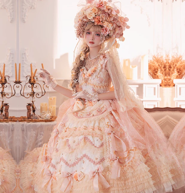 Princess Straps Ball Gown Tulle Orange Short Birthday Dresses Cute Lace Orange Lolita Dresses DP4000 - Deanwangkt