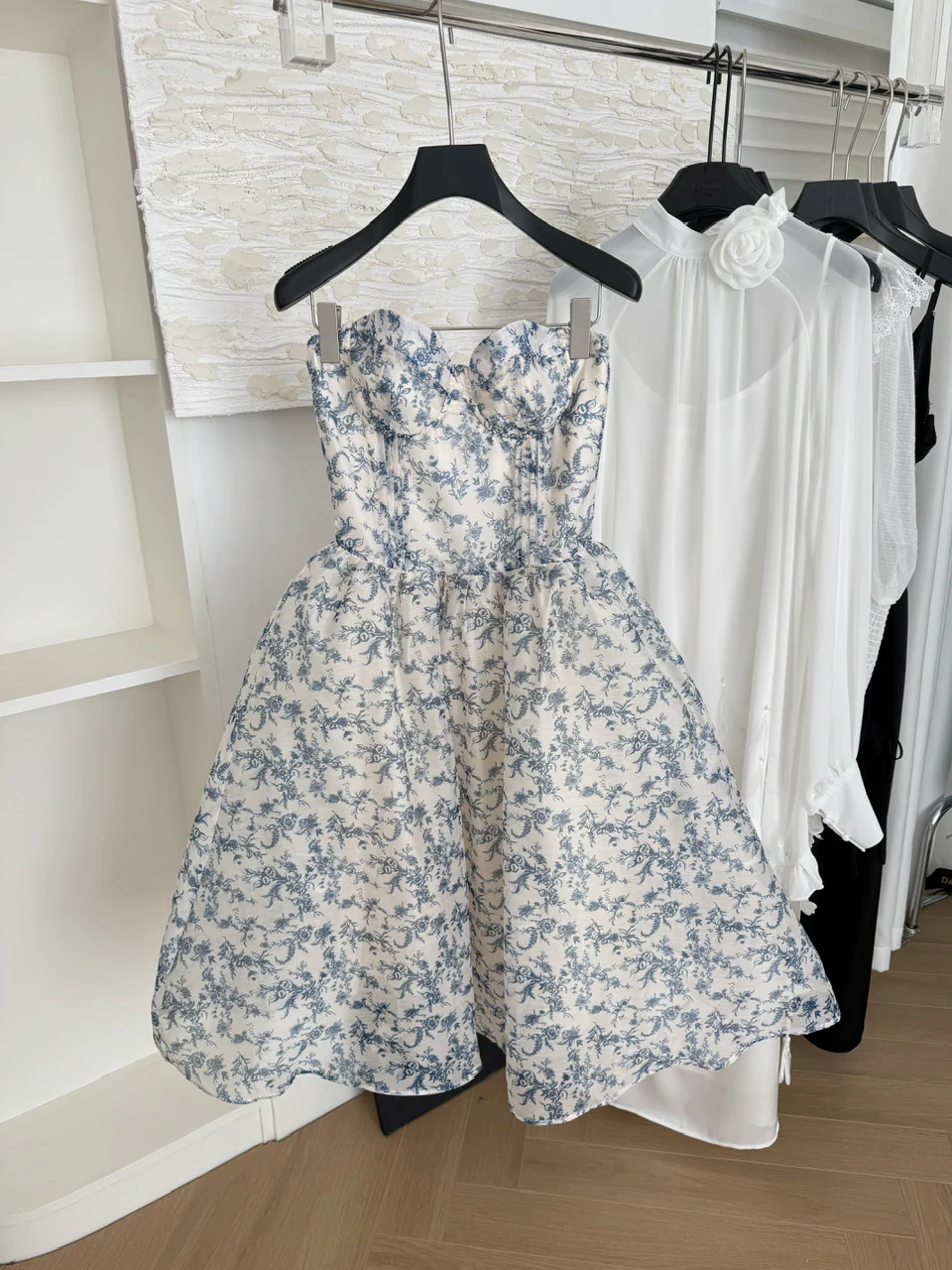 Sexy Ball Gown Sweetheart Floral Blue Summer Dress Holiday Party Outfits For Women DP0083 - Deanwangkt