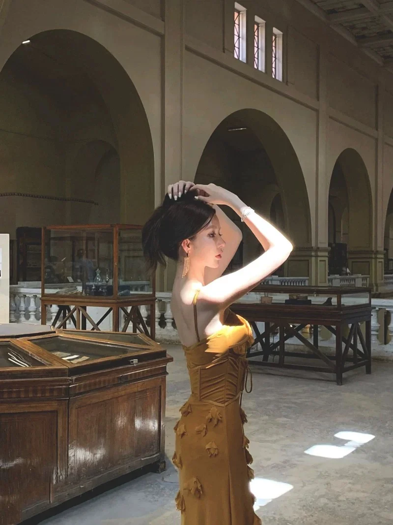 Elegant Mermaid Spaghetti Straps Sleeveless Long Evening Party Gowns Evening Formal Dresses Yellow Prom Dress W904 - Deanwangkt