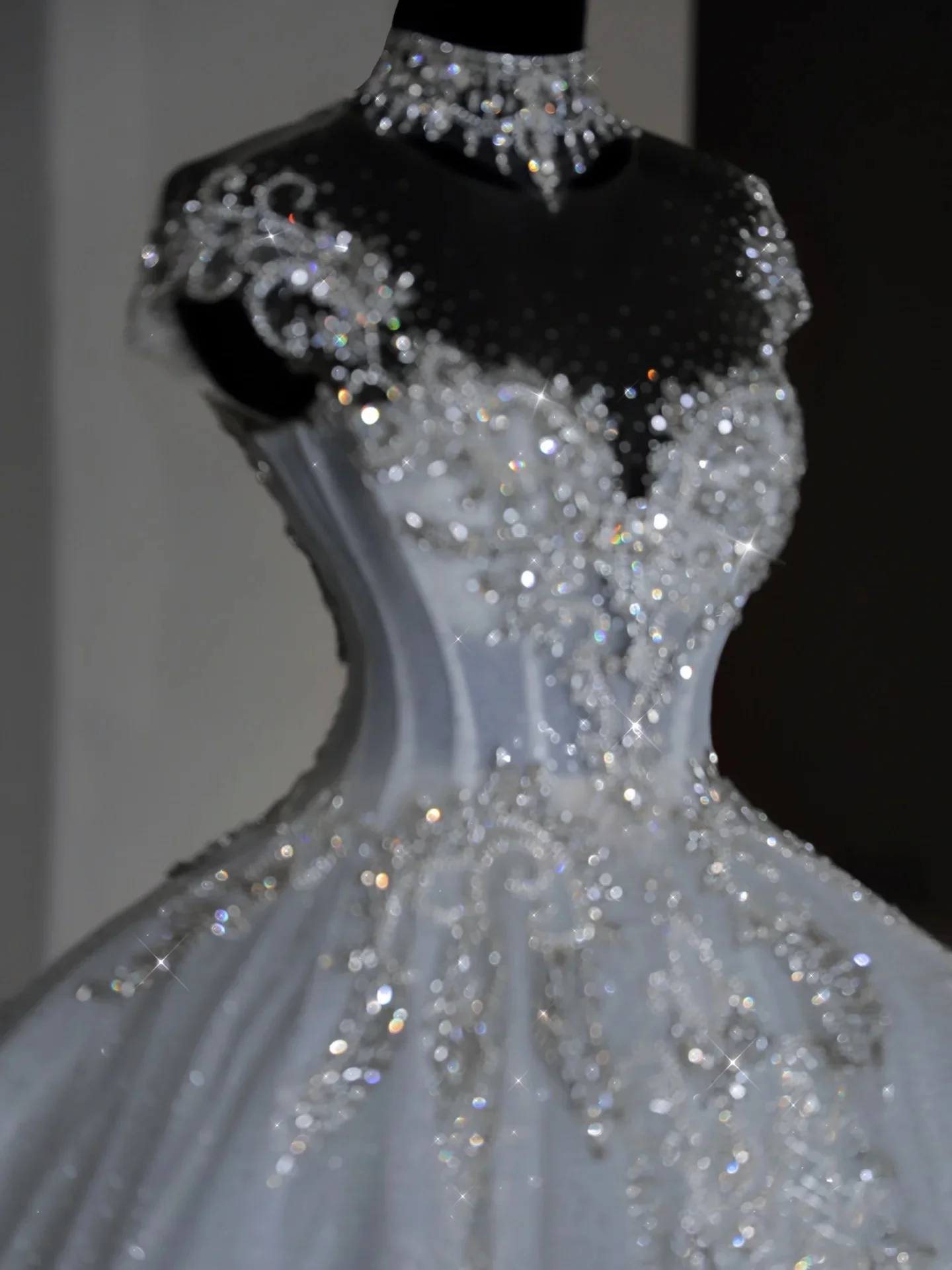 Unique Bridal Dress Ball Gown Scoop White Sequin Long Wedding Dresses Luxury Bride Dress Bridal Gowns DH1519 - Deanwangkt