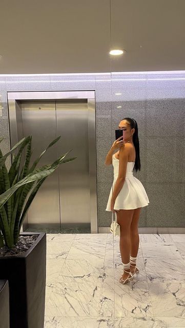 Sexy A Line Strapless White Satin Short Summer Birthday Dress Hoco Dress Birthday Outfit 18th Birthday Mini Party Dresses DP1046 - Deanwangkt