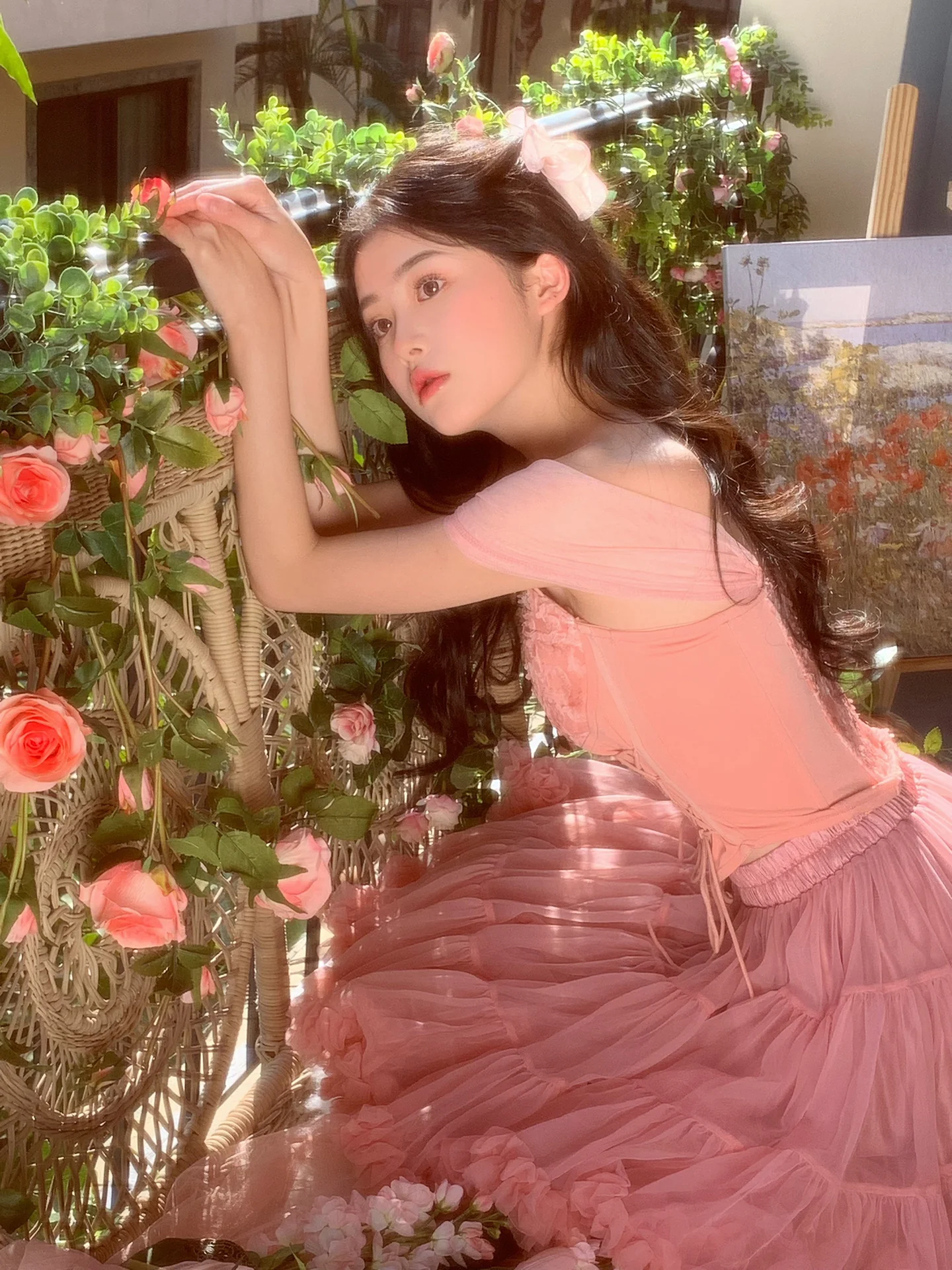 Cute Ball Gown Off The Shoulder Pink Lace Short Homecoming Dress Summer Pink Hoco Dresses Cocktail Dress For Senior Teens DP1788 - Deanwangkt