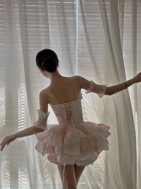 Gorgeous Sweetheart Neck Ball Gown Chiffon Short Prom Dresses, Pink Homecoming Dresses DP3140 - Deanwangkt