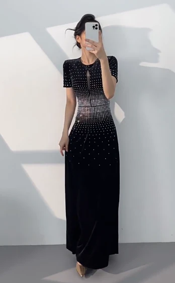 Elegant Black Jewel Sheath Mother of the Bride Dress Satin Beaded Formal Evening Gown  DP2961 - Deanwangkt