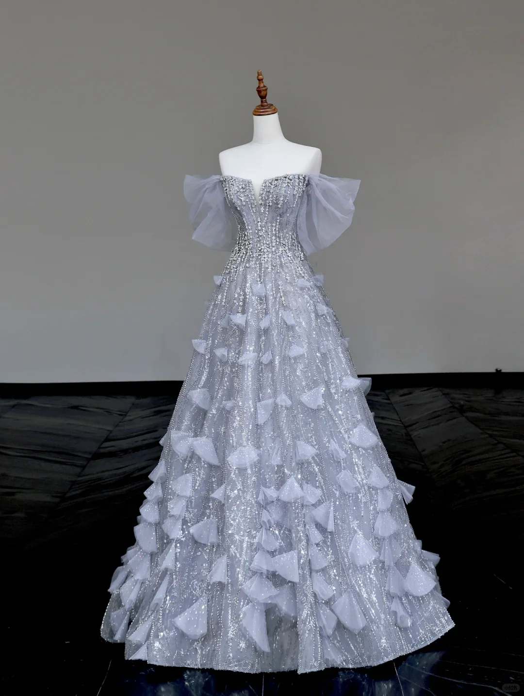 Gorgeous Ball Gown Off The Shoulder Silver Gray Sequin Long Prom Dresses Graduation Dresses DP721 - Deanwangkt