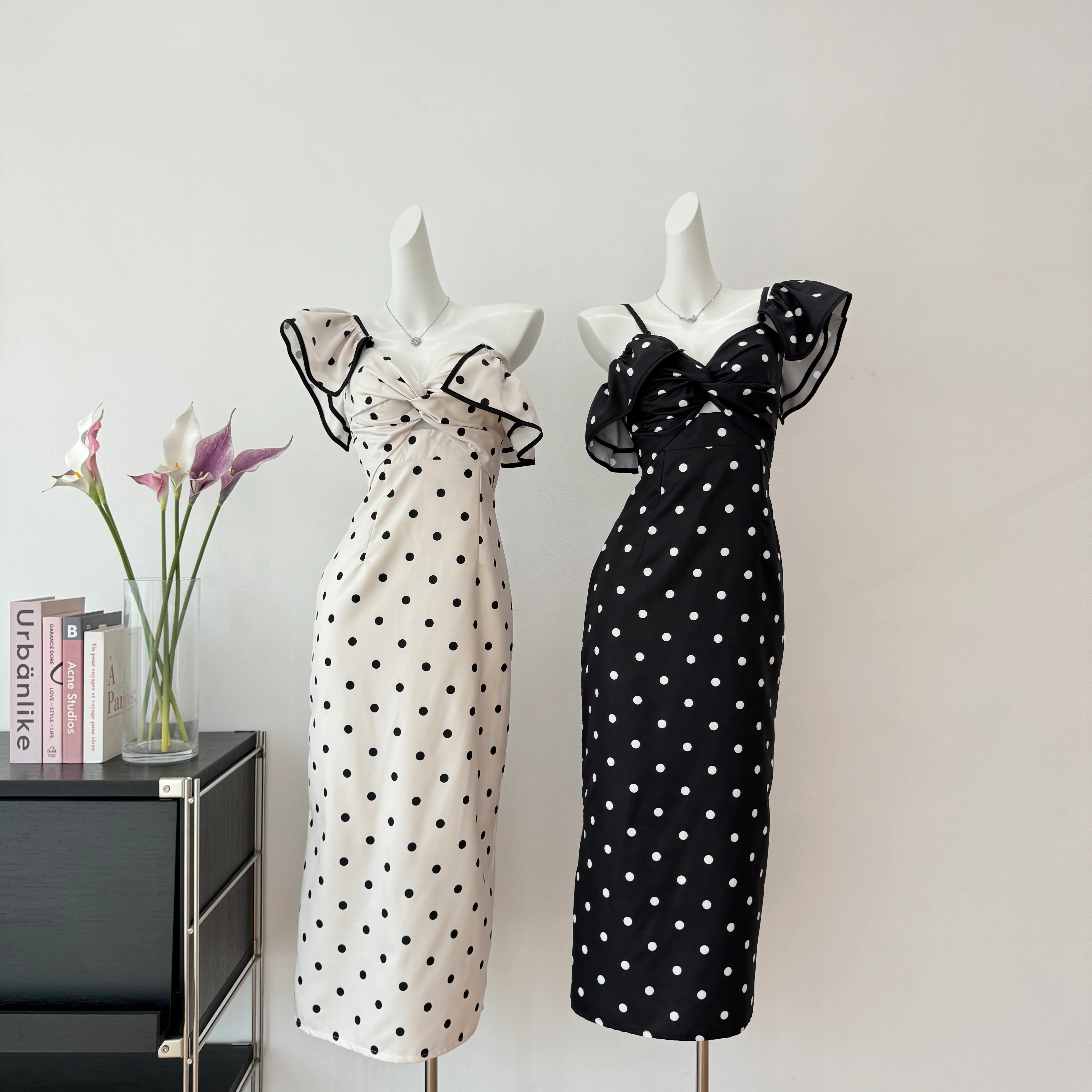 Cute A Line V Neckline Polka Dots Summer Dress Holiday Party Outfits For Women DP0104 - Deanwangkt
