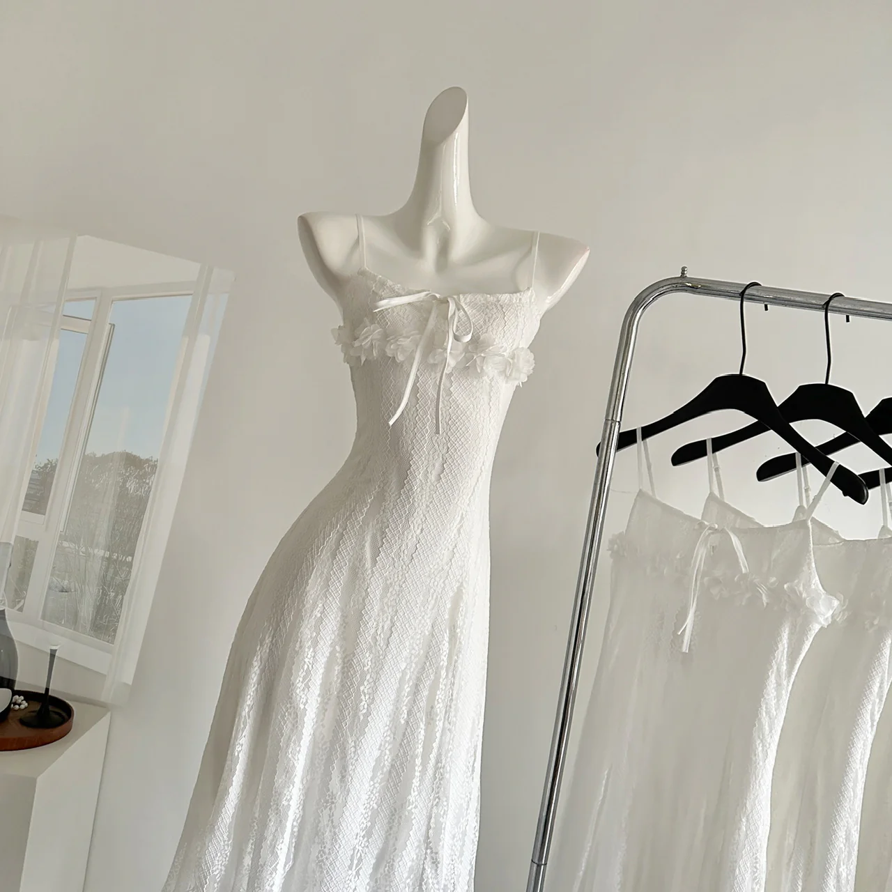 Cute A Line Spaghetti Straps Ivory Lace Summer Dress Holiday Party Outfits For Women DP0100 - Deanwangkt