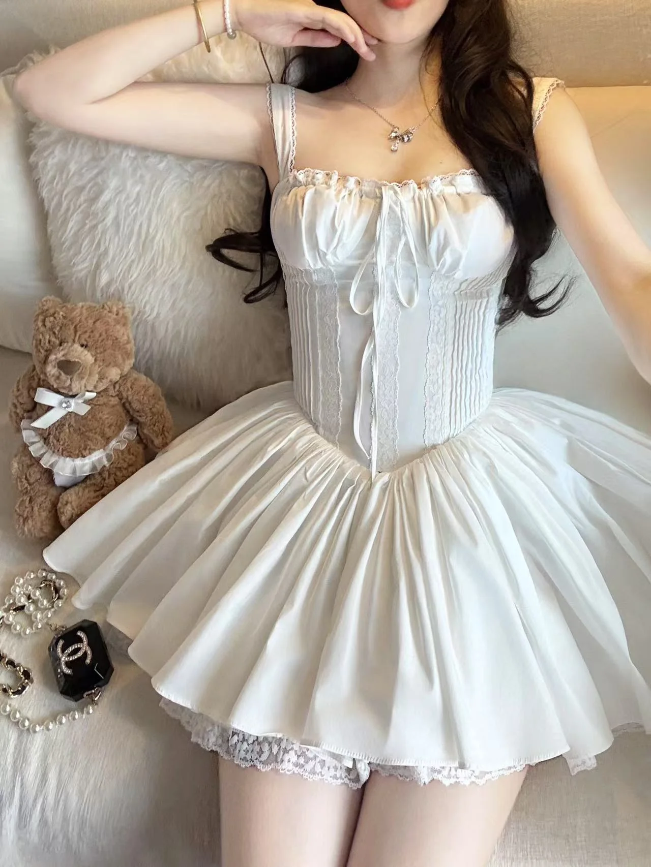 Simple A line Square Neck White Short Homecoming Dress Summer Hoco Dresses Mini Cocktail Dress DH2470 - Deanwangkt