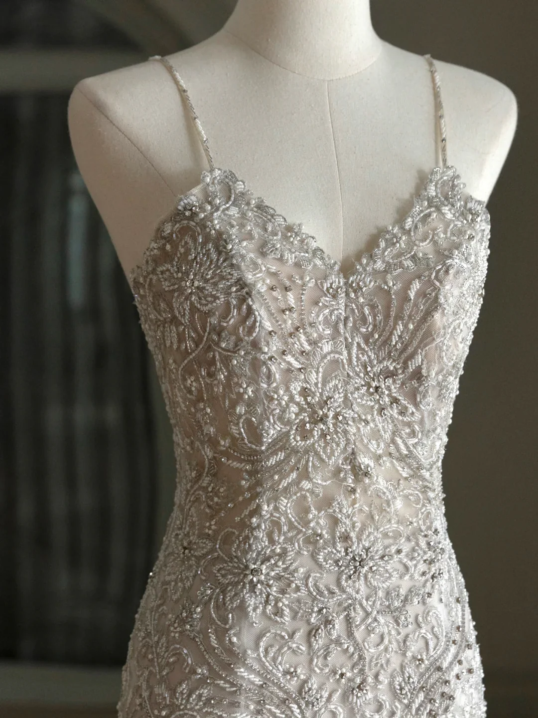 Luxury Mermaid Spaghetti Straps Lace White Wedding Dress Modest Wedding Dresses Princess Wedding Gowns DH1556 - Deanwangkt