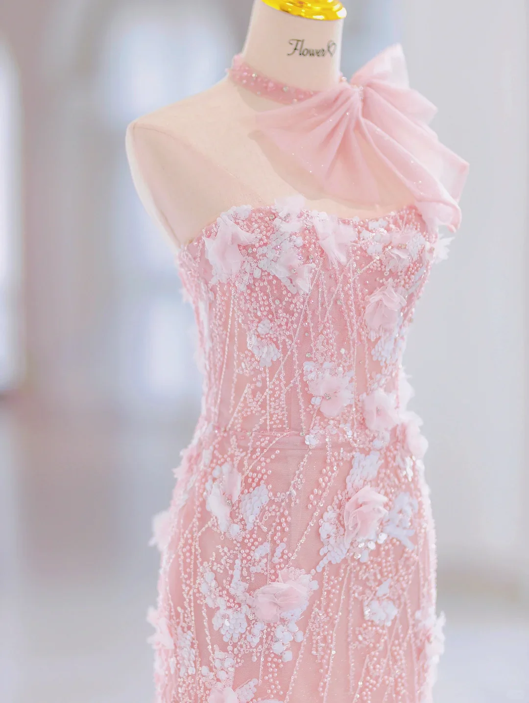 Glamorous Mermaid Sweetheart Floral Long Pink Evening Party Gowns Evening Special Formal Dresses Prom Dress DH2790 - Deanwangkt