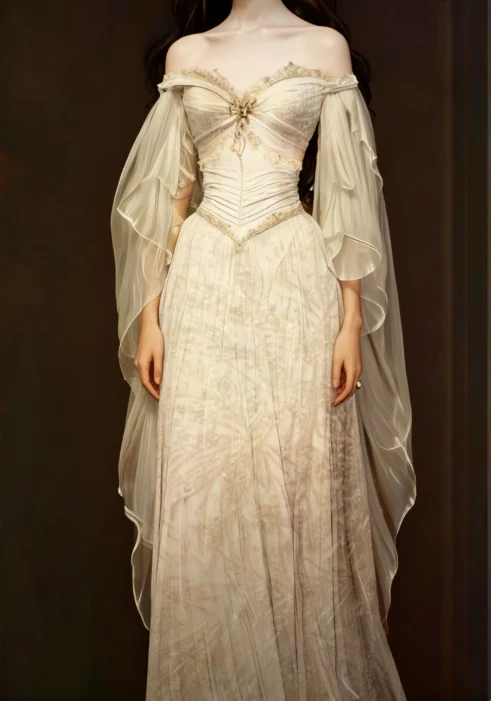 Vintage Bridal Gown A line Off The Shoulder Ivory Lace Wedding Dresses Minimalist Bridal Gowns DP1185 - Deanwangkt