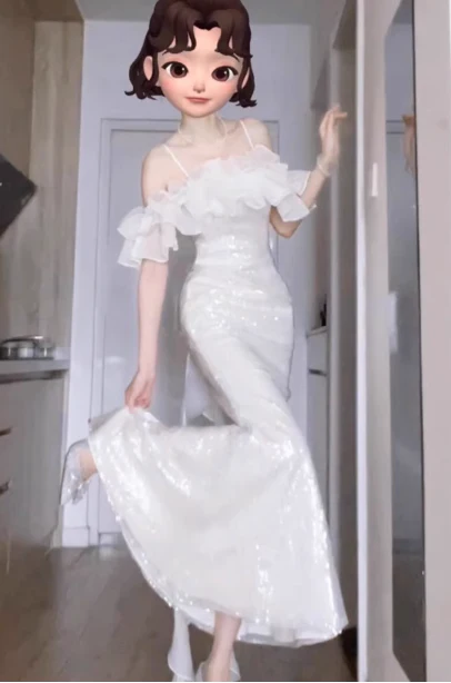 Stunning Sheath Spaghetti Strap Evening Gown White Formal Dress Sparkly Sequin Birthday Dress DP2796 - Deanwangkt