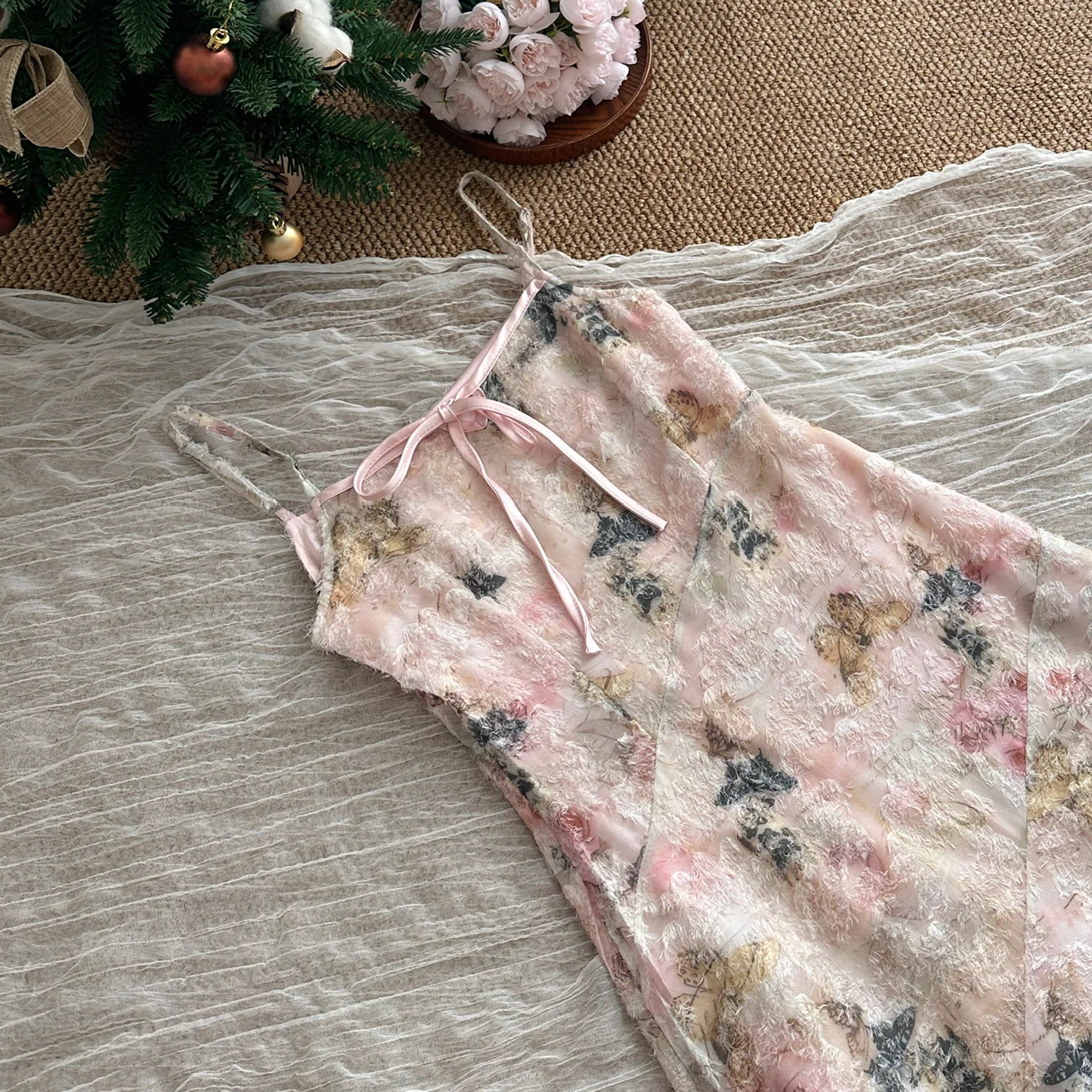 Cute A line Spaghetti Straps Pink Floral Lace Summer Dress Holiday Party Outfits For Women DP0018 - Deanwangkt