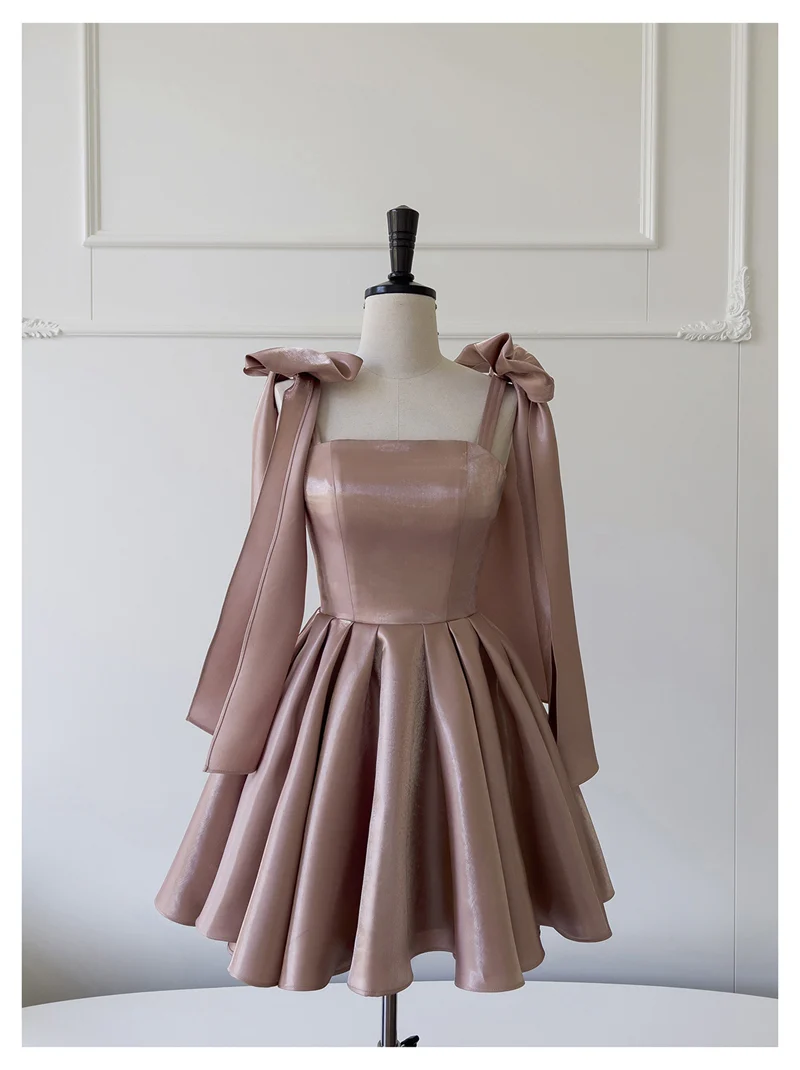 Sexy A line Spaghetti Straps Satin Corset Back Short Homecoming Dress Summer Hoco Dresses Cocktail Dress Birthday Outfits DP2291 - Deanwangkt