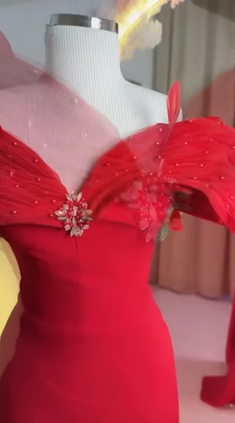 Glam Sheath Red Long Prom Dresses Satin Sleeveless Red Evening Dresses DP3923 - Deanwangkt