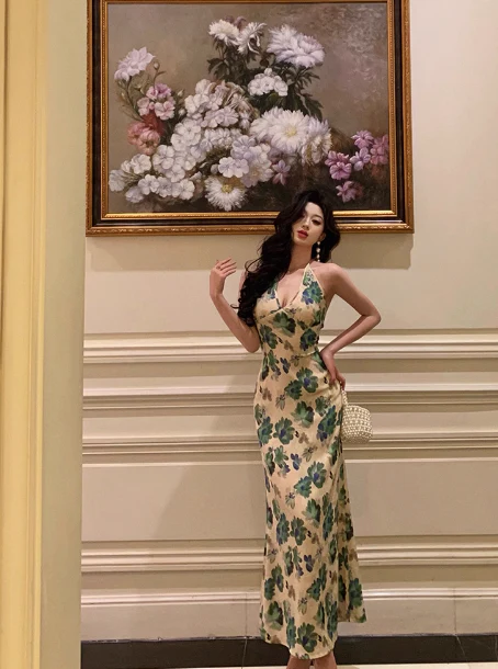 Classy Sheath V Neckline Green Floral Sleeveless 18th Birthday Dress Party Gown Birthday Outfits Birthday Dress Ideas For Women DP553 - Deanwangkt