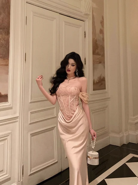 Classy Mermaid Off The Shoulder Satin 18th Birthday Dress Party Gown 21st Birthday Outfits Birthday Dress Ideas For Women DP565 - Deanwangkt