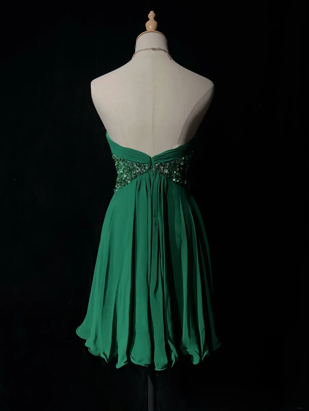Vintage A line Sweetheart Green Chiffon Short Formal 8th Grade Homecoming Dresses Middle School Cocktail Dress Mini Hoco Outfits DH1468 - Deanwangkt