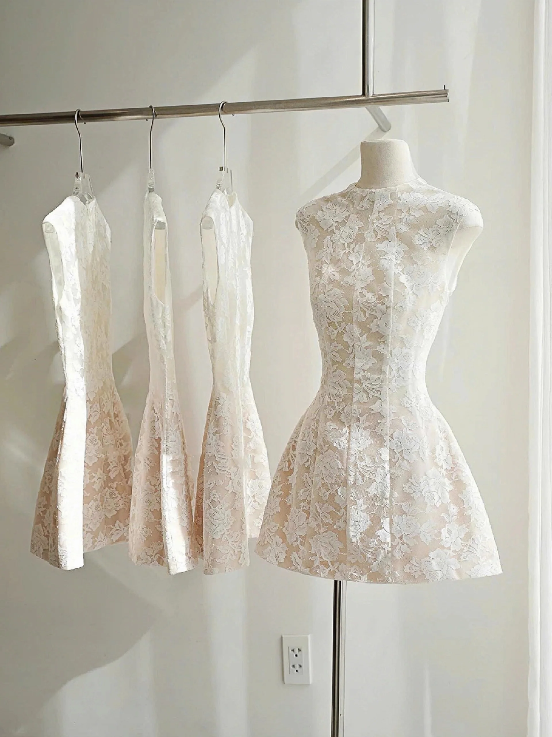 Simple A line Scoop Lace Short White Mini Formal 8th Grade Homecoming Dresses Middle School Cocktail Dress Hoco Outfits DH2634 - Deanwangkt