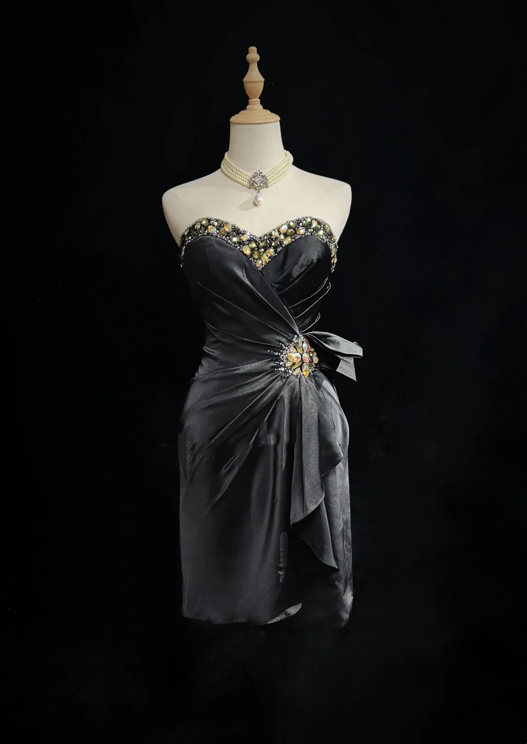 Vintage Sheath Sweetheart Black Satin Mini Short Formal 8th Grade Homecoming Dresses Summer Middle School Hoco Dress 20th Birthday Outfits DH1154 - Deanwangkt