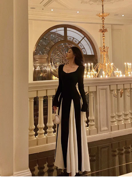 Classy A Line Square Black Sleeveless 18th Birthday Dress Party Gown Birthday Outfits Birthday Dress Ideas For Women DP562 - Deanwangkt