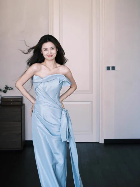 Elegant Blue Sheath Formal Evening Dress Satin Strap Birthday Dress Stunning Graduation Dress DP2836 - Deanwangkt