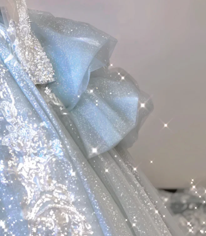 Timeless Ball Gown V Neckline Sequin Blue Long Sleeves Wedding Dresses Brides Dress DP465 - Deanwangkt