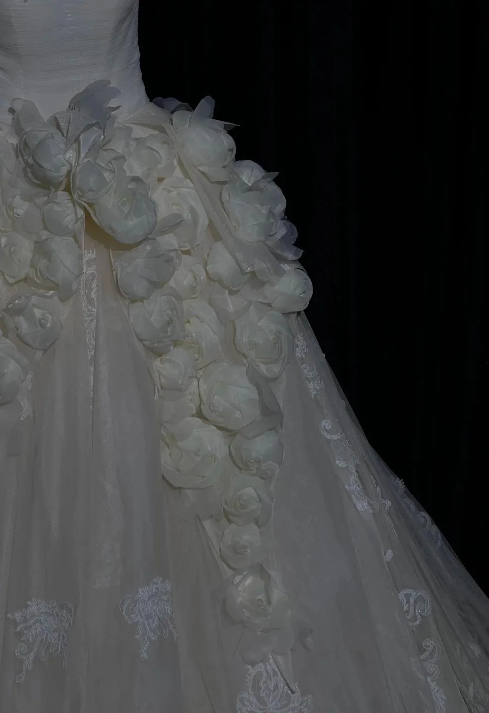 Elegant Strapless Ball Gown Tulle Lace Wedding Dress Timeless Applique Bridal Gown DP2915 - Deanwangkt