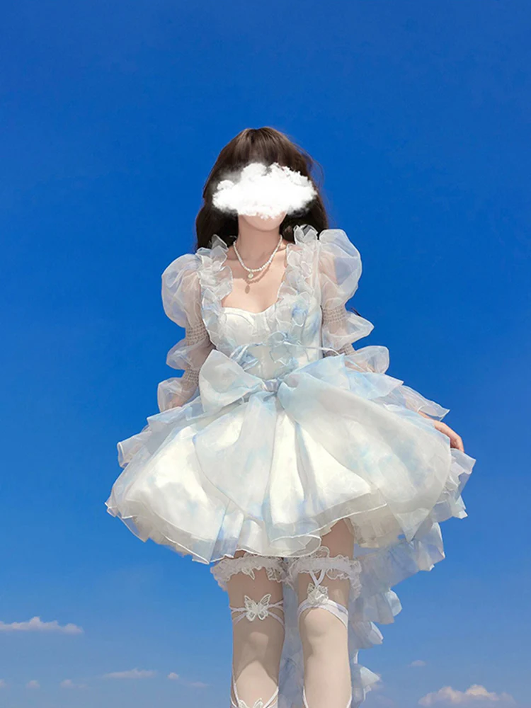 Vintage Ball Gown Spaghetti Straps Short Chiffon Summer 18th Birthday Dress Lolita Dress Birthday Outfits W1229 - Deanwangkt