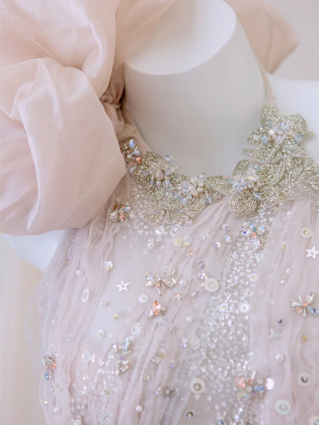 Classy Ball Gown One Shoulder Pink Sequin Evening Dress Long Prom Dresses P0020 - Deanwangkt