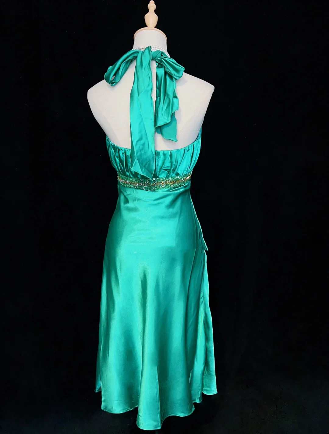 Vintage Sheath Satin Green Halter Formal 7th Grade Homecoming Dresses Middle School Short Prom Dress Hoco Outfits DH1339 - Deanwangkt