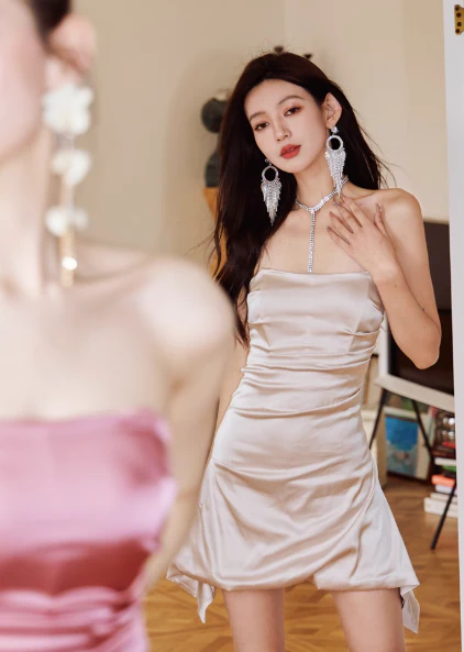 Stunning Peach Strapless Bodycon Short Homecoming Dress Fashion Party Dress Satin Birthday Dress DP2826 - Deanwangkt