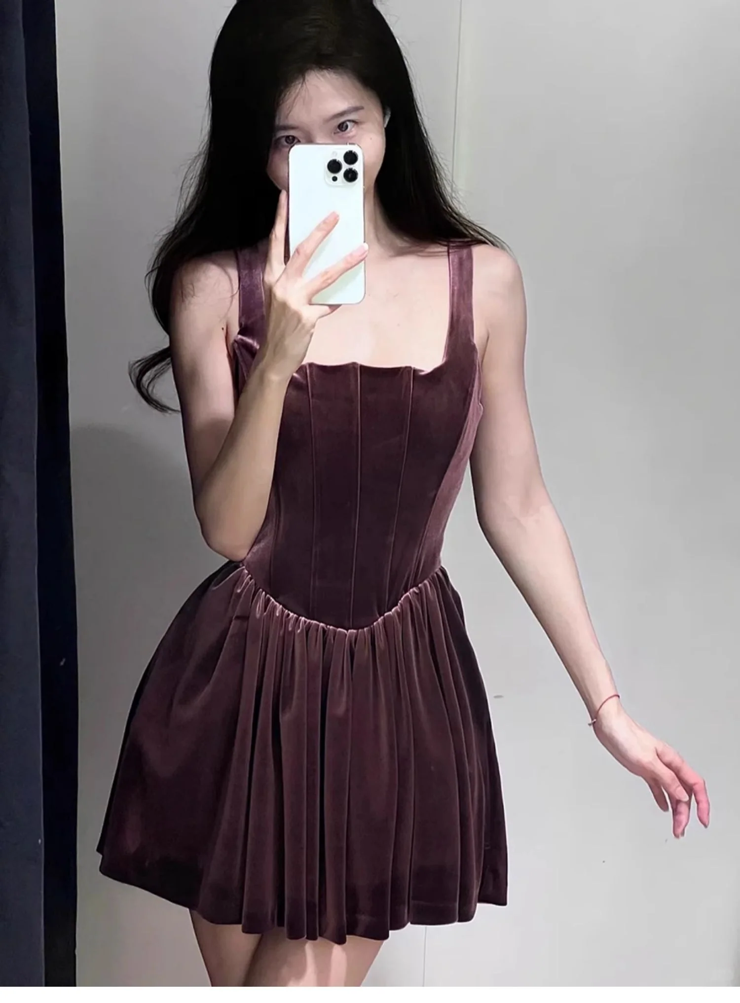 Cute A Line Square Neck Burgundy Velvet Formal Homecoming Dresses 18th Birthday Outfits Graduation Dress Short Mini Hoco Dresses DH2532 - Deanwangkt