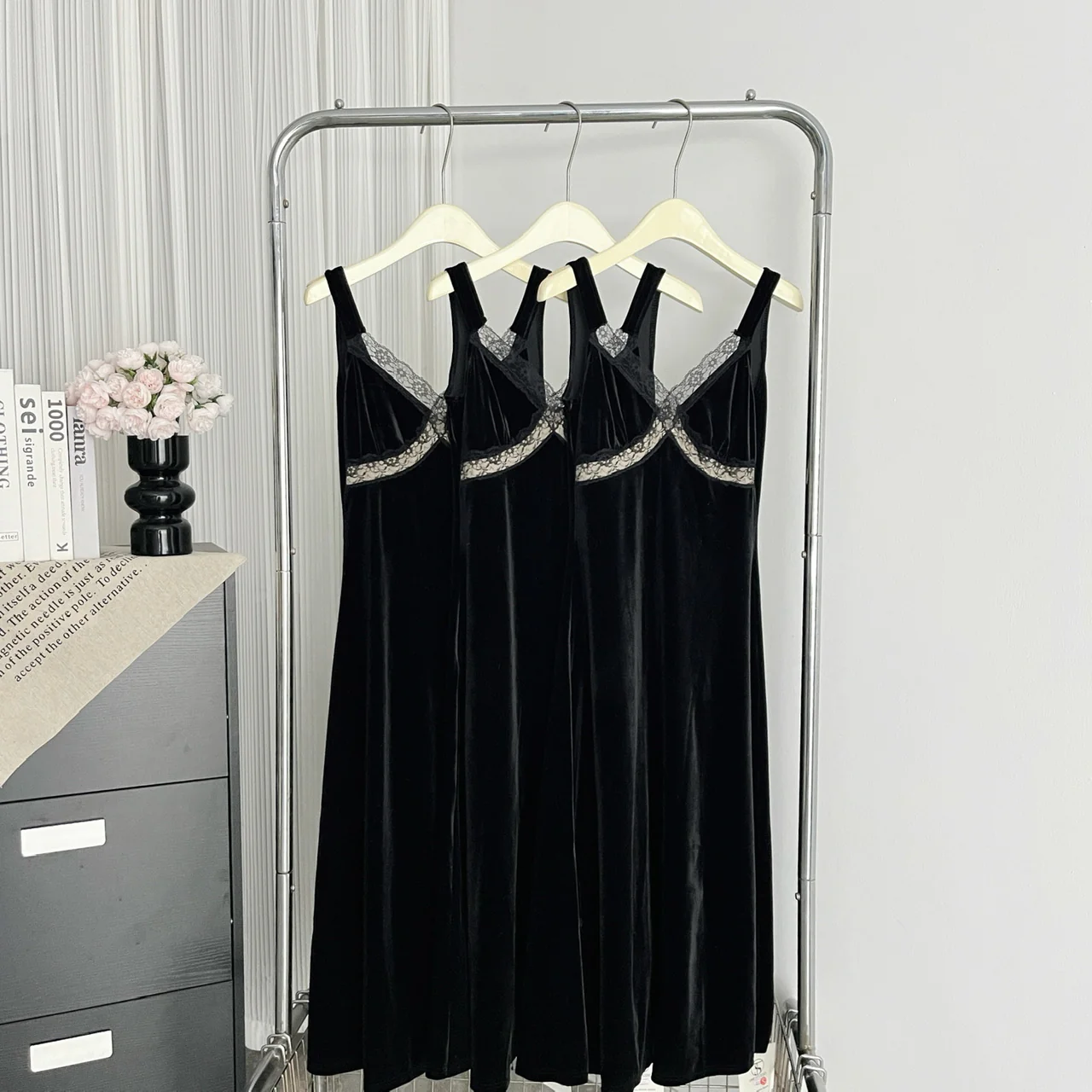 Sexy Mermaid Straps Black Velvet Summer Dress Holiday Party Birthday Outfits For Women DP0136 - Deanwangkt