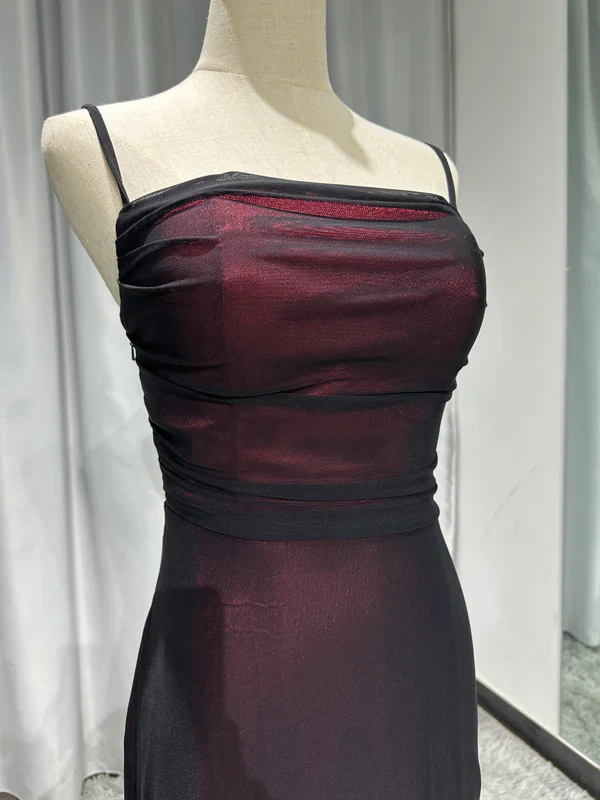 Sexy Sheath Spaghetti Straps Burgundy Floor-length Long Prom Dress with Silt Birthday Outfits Party Dress Formal Dress DP250 - Deanwangkt
