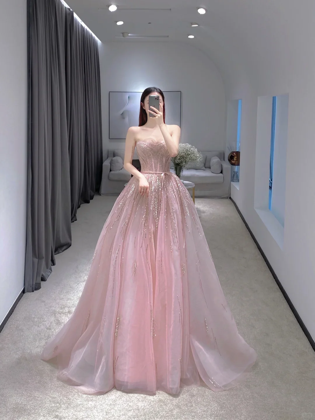 Pretty Ball Gown Sweetheart Tulle Pink Long Quinceanera Dress Formal Gowns Vestido De 15 Anos Sweet 16 Dress W0738 - Deanwangkt