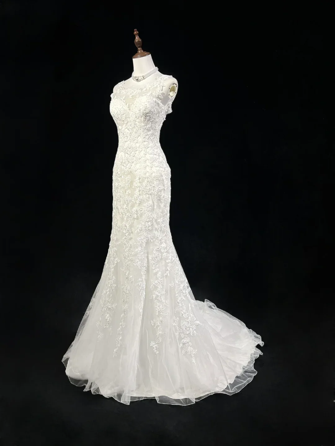 Vintage Wedding Dress 1950s 1940s Mermaid Scoop Lace White Long Wedding Dresses Bridal Gowns Brides Gown DH545 - Deanwangkt