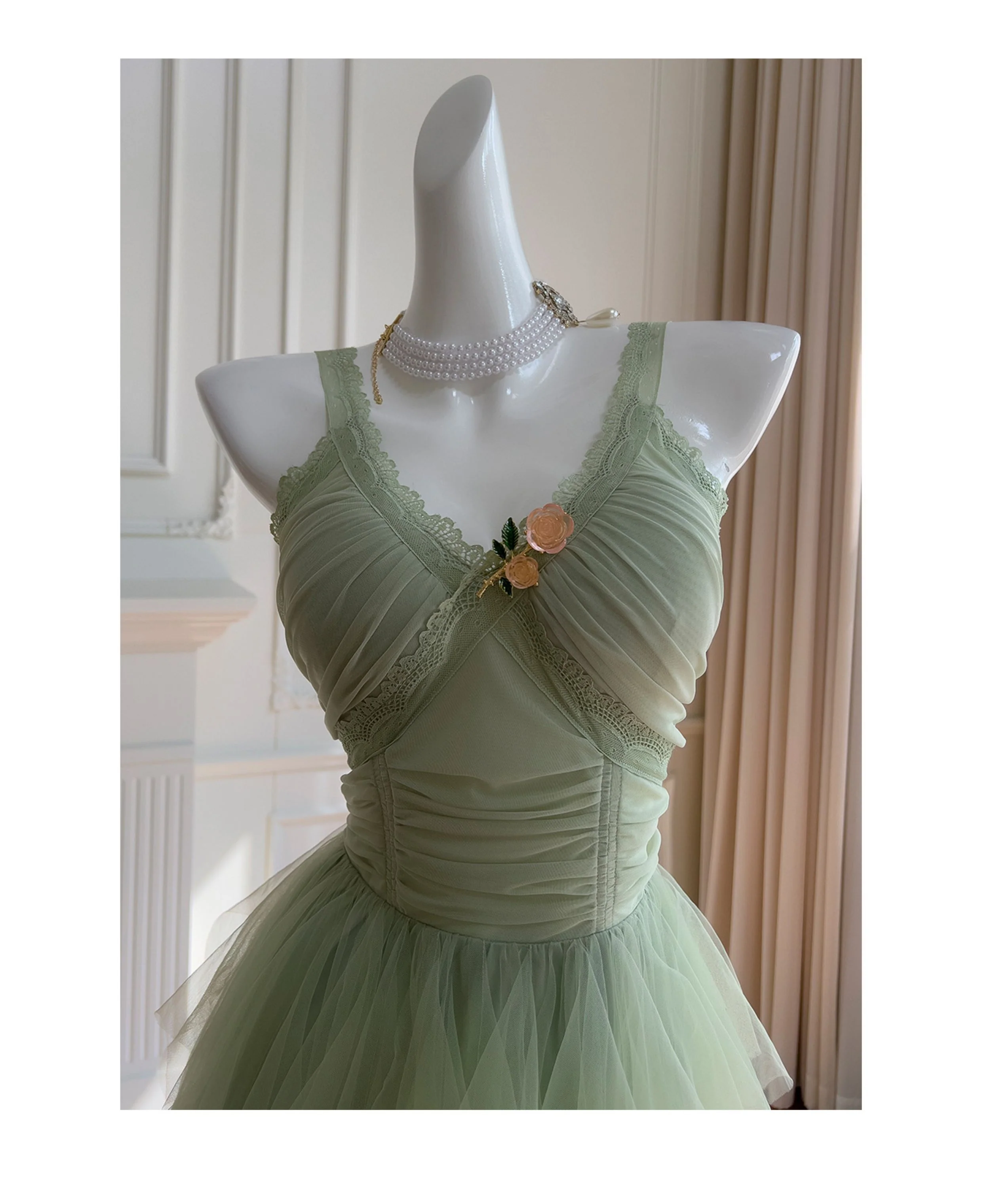 Pretty A Line Sage Green Tulle Formal Homecoming Dresses Middle School Short 21st Birthday Outfits Graduation Dress Mini Cocktail Dresses DH2309 - Deanwangkt
