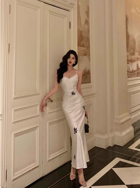 Cute Mermaid Spaghetti Straps Sleeveless White 18th Birthday Dress Party Gown Birthday Outfits For Women DP0539 - Deanwangkt